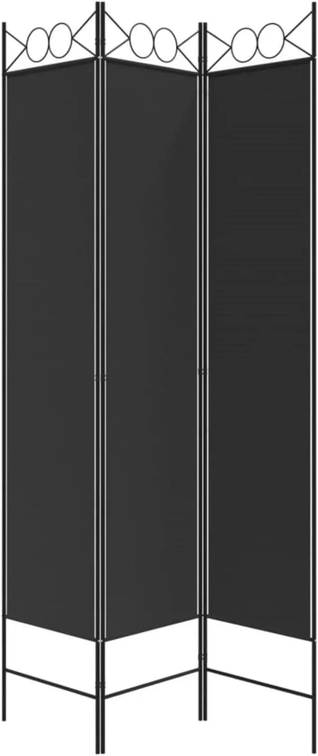 Alt view image 4 of 10 - vidaXL 3 Panel Room Divider Privacy Screen for Room Separation Black Fabric