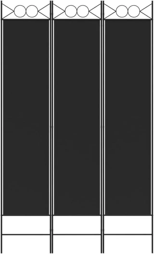Alt view image 3 of 10 - vidaXL 3 Panel Room Divider Privacy Screen for Room Separation Black Fabric