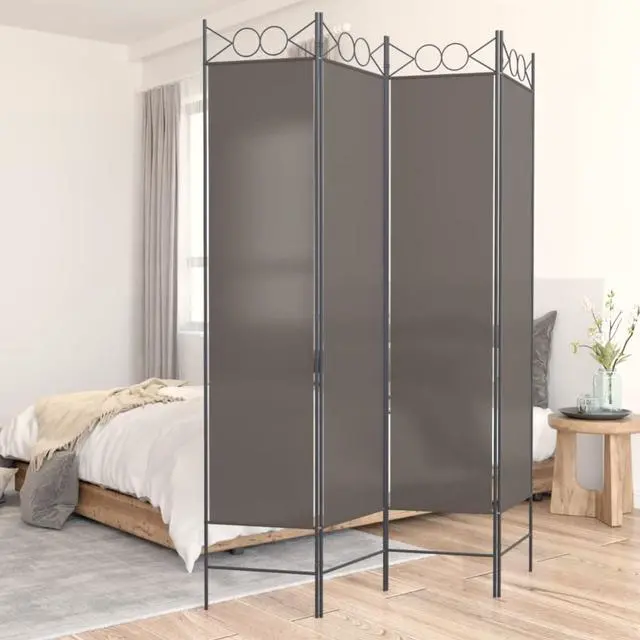 Main image of vidaXL 4 Panel Room Divider Folding Partition Privacy Screen Anthracite Fabric