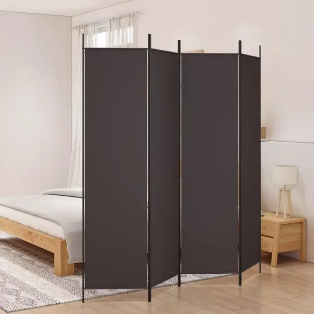 Main image of vidaXL 4 Panel Room Divider Folding Privacy Screen Room Partition Brown Fabric