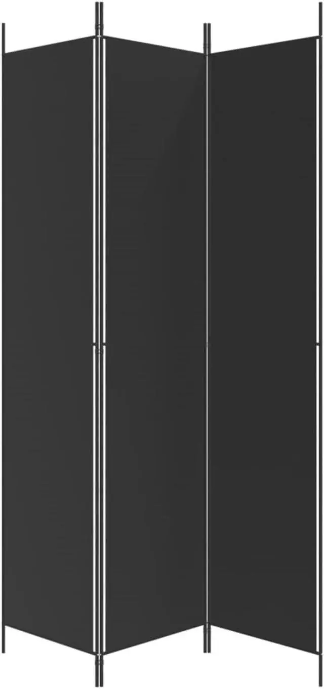 Alt view image 4 of 10 - vidaXL 3-Panel Room Divider Black 59.1"x86.6" Fabric
