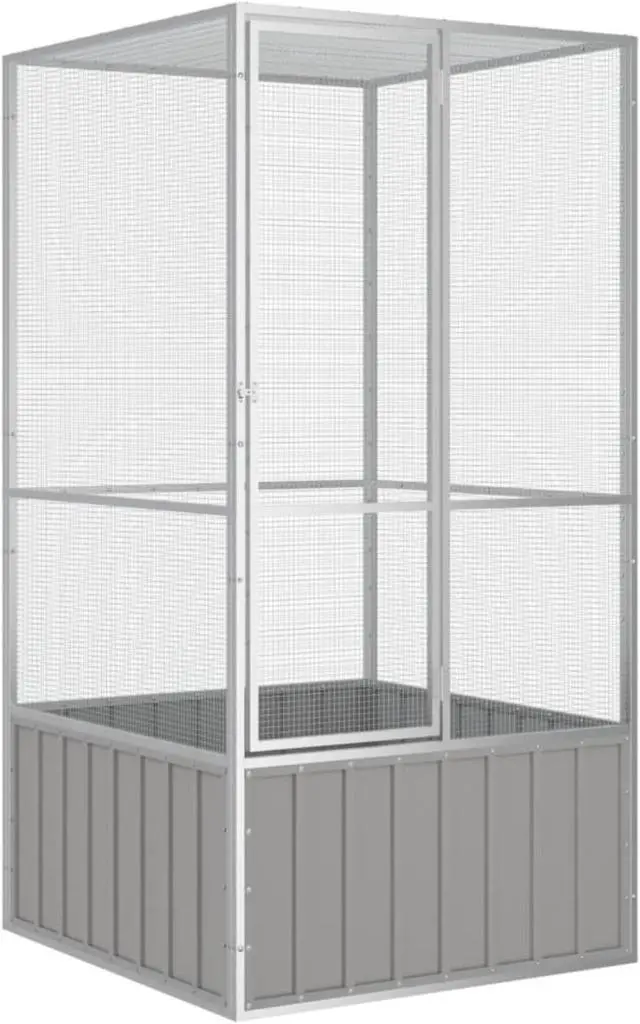 Main image of vidaXL Bird Cage Gray 43.7"x42.1"x83.3" Galvanized Steel