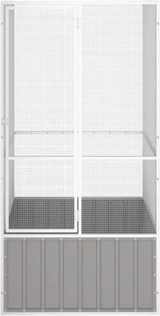 Alt view image 3 of 10 - vidaXL Bird Cage Gray 43.7"x42.1"x83.3" Galvanized Steel