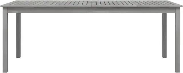 Alt view image 3 of 10 - vidaXL Patio Table Gray 78.7"x39.4"x29.5" Solid Wood Acacia