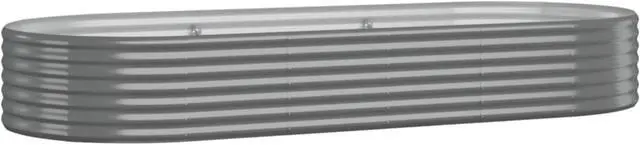 Alt view image 2 of 10 - vidaXL Garden Raised Bed Powder-coated Steel 98"x39.4"x14.2" Gray