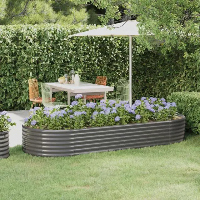Main image of vidaXL Garden Raised Bed Powder-coated Steel 98"x39.4"x14.2" Gray
