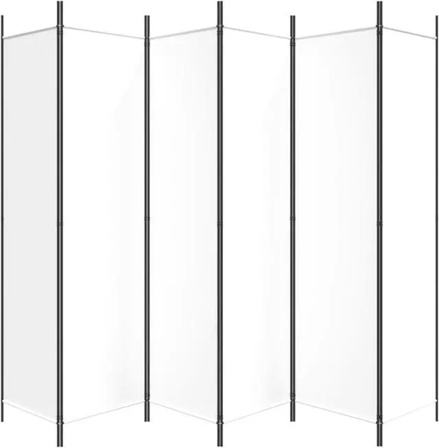 Alt view image 4 of 10 - vidaXL 6 Panel Room Divider Privacy Screen for Room Separation White Fabric