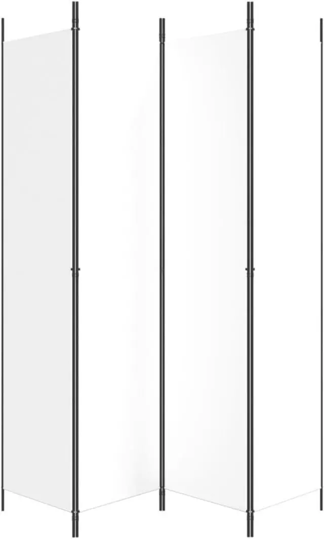 Alt view image 4 of 10 - vidaXL 4-Panel Room Divider White 78.7"x86.6" Fabric