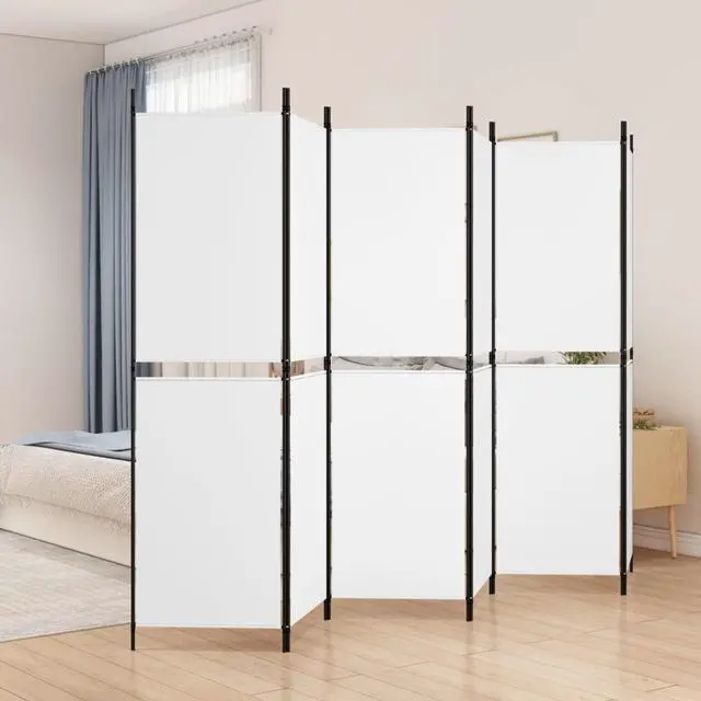 Main image of vidaXL 6 Panel Room Divider Privacy Screen for Room Separation White Fabric