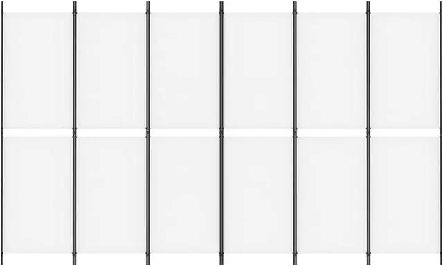 Alt view image 3 of 10 - vidaXL 6 Panel Room Divider Privacy Screen for Room Separation White Fabric