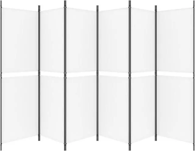 Alt view image 4 of 10 - vidaXL 6 Panel Room Divider Privacy Screen for Room Separation White Fabric