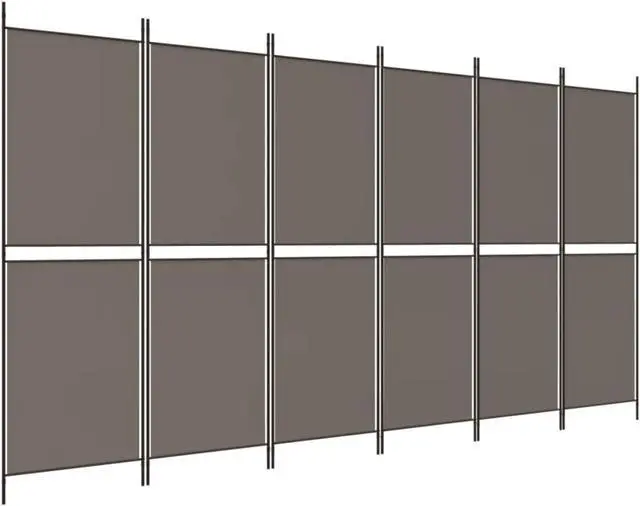 Alt view image 2 of 10 - vidaXL 6 Panel Room Divider Folding Partition Privacy Screen Anthracite Fabric