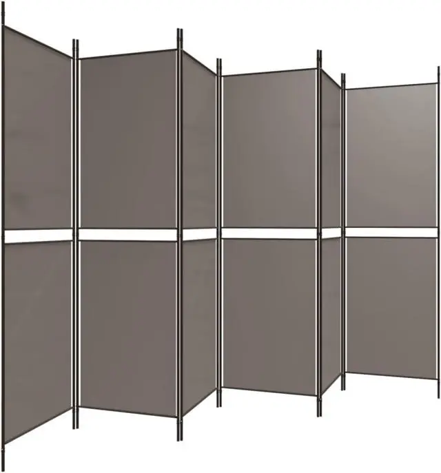 Alt view image 4 of 10 - vidaXL 6 Panel Room Divider Folding Partition Privacy Screen Anthracite Fabric
