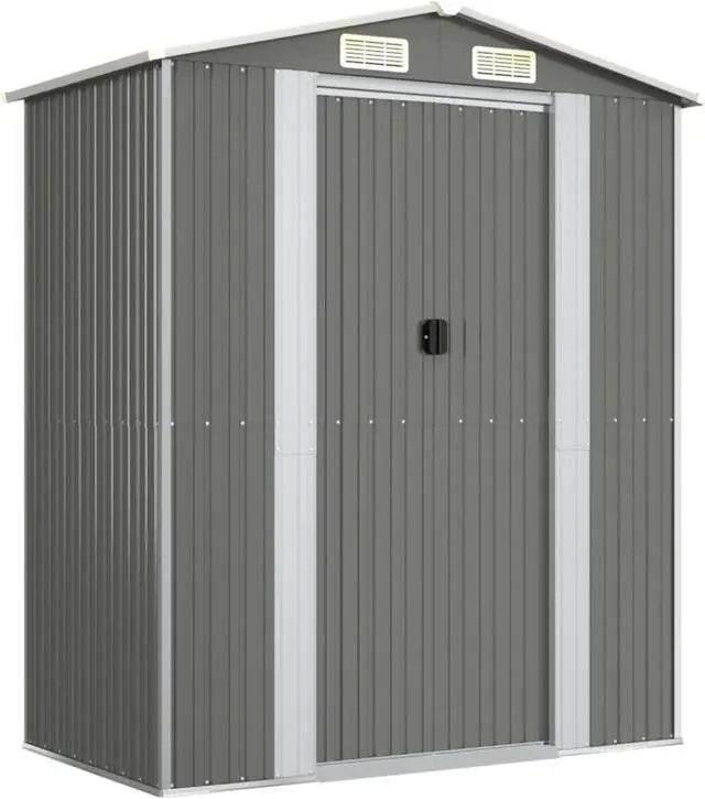 Alt view image 2 of 10 - vidaXL Garden Shed Light Gray 75.6"x42.5"x87.8" Galvanized Steel