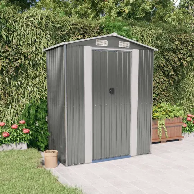 Main image of vidaXL Garden Shed Light Gray 75.6"x42.5"x87.8" Galvanized Steel