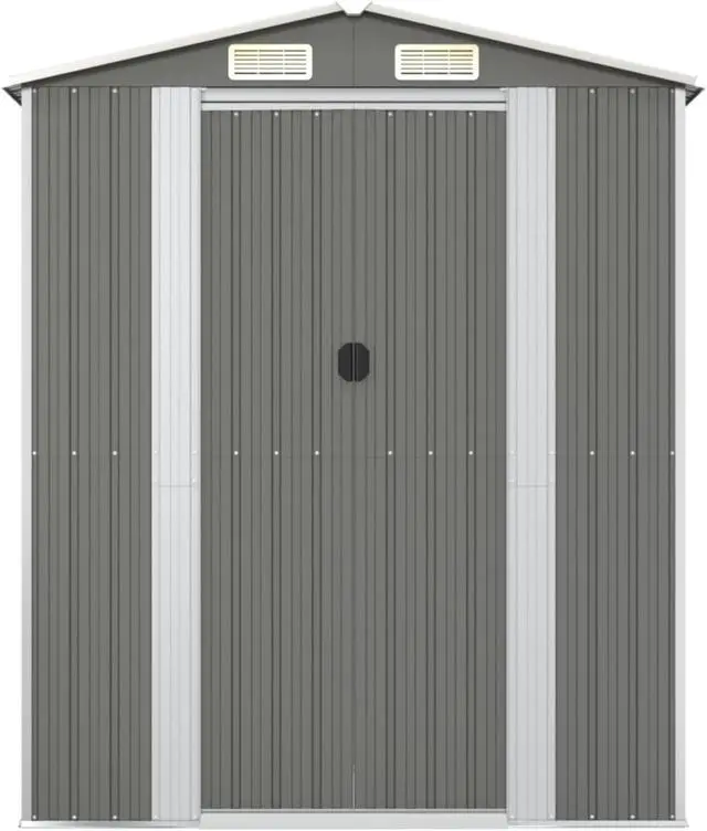 Alt view image 3 of 10 - vidaXL Garden Shed Light Gray 75.6"x42.5"x87.8" Galvanized Steel