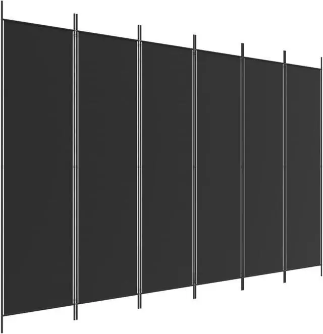 Alt view image 2 of 10 - vidaXL 6 Panel Room Divider Privacy Screen for Room Separation Black Fabric