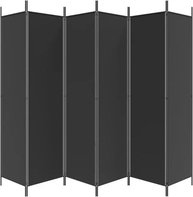 Alt view image 4 of 10 - vidaXL 6 Panel Room Divider Privacy Screen for Room Separation Black Fabric