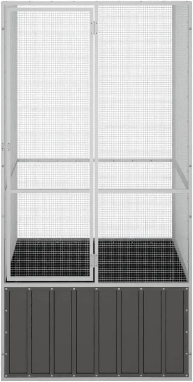 Alt view image 3 of 10 - vidaXL Bird Cage Anthracite 43.7"x42.1"x83.3" Galvanized Steel