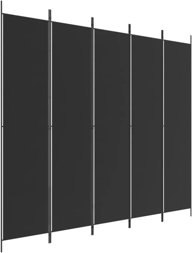 Alt view image 2 of 10 - vidaXL 5-Panel Room Divider Black 98.4"x86.6" Fabric