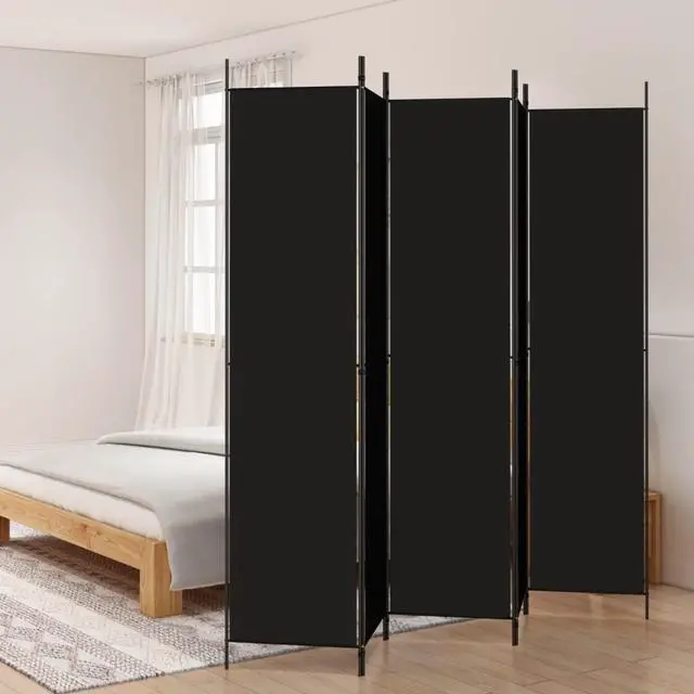 Main image of vidaXL 5-Panel Room Divider Black 98.4"x86.6" Fabric