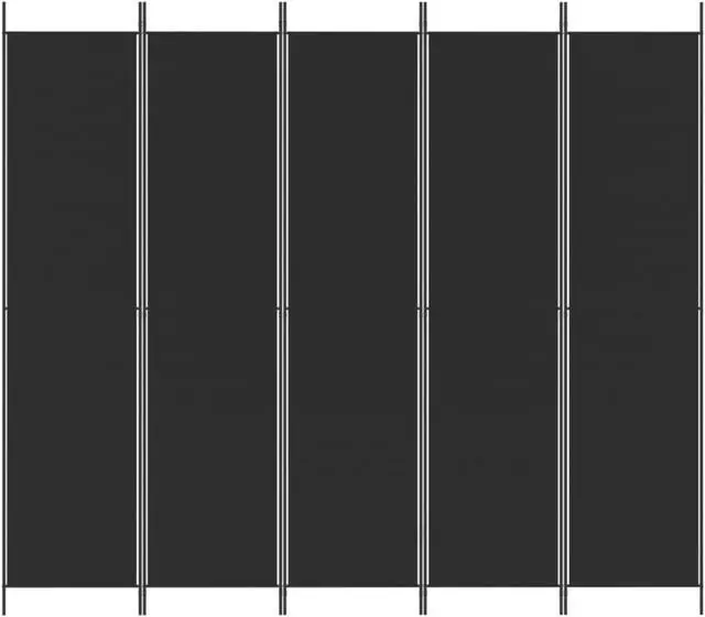 Alt view image 3 of 10 - vidaXL 5-Panel Room Divider Black 98.4"x86.6" Fabric