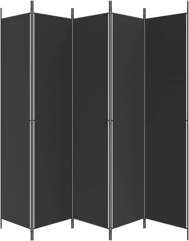 Alt view image 4 of 10 - vidaXL 5-Panel Room Divider Black 98.4"x86.6" Fabric