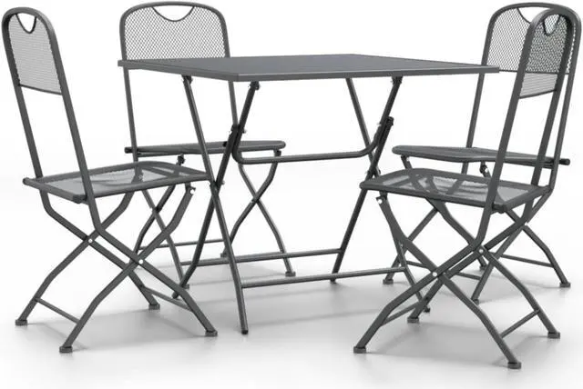 Alt view image 2 of 10 - vidaXL 5 Piece Patio Dining Set Expanded Metal Mesh Anthracite