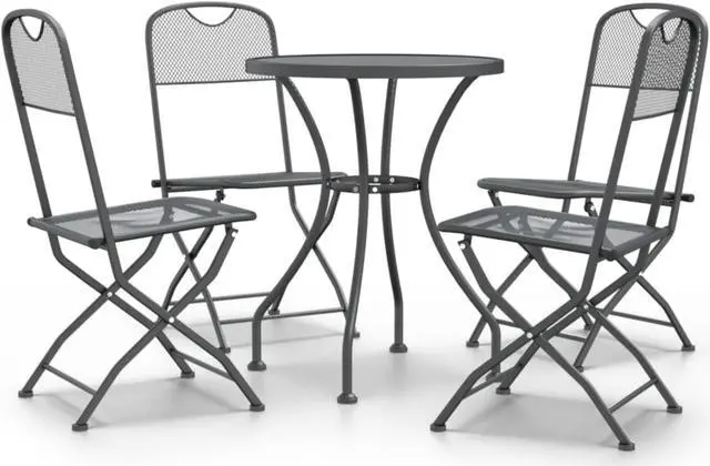 Alt view image 2 of 10 - vidaXL 5 Piece Patio Dining Set Expanded Metal Mesh Anthracite