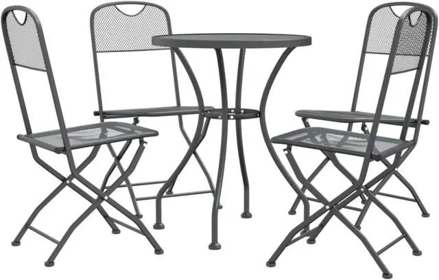 Alt view image 3 of 10 - vidaXL 5 Piece Patio Dining Set Expanded Metal Mesh Anthracite