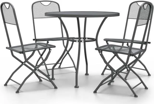Alt view image 2 of 10 - vidaXL 5 Piece Patio Dining Set Expanded Metal Mesh Anthracite