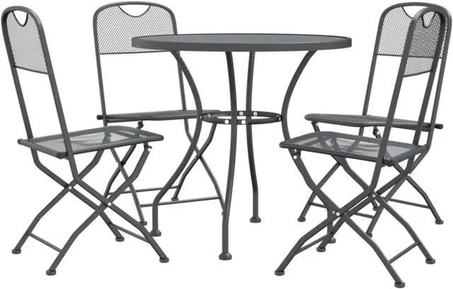 Alt view image 3 of 10 - vidaXL 5 Piece Patio Dining Set Expanded Metal Mesh Anthracite