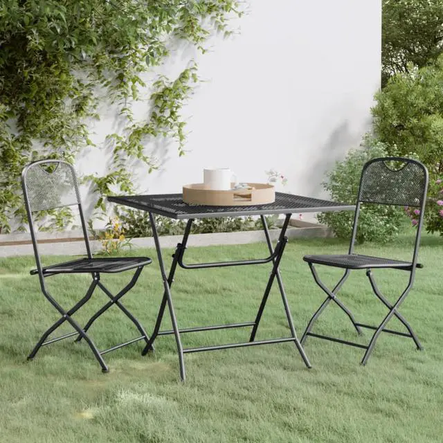 Main image of vidaXL 3 Piece Patio Dining Set Expanded Metal Mesh Anthracite