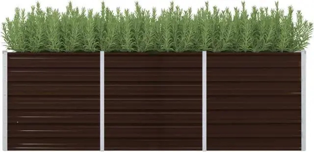 Main image of vidaXL Garden Raised Bed Brown 94.5"x31.5"x30.3" Galvanized Steel