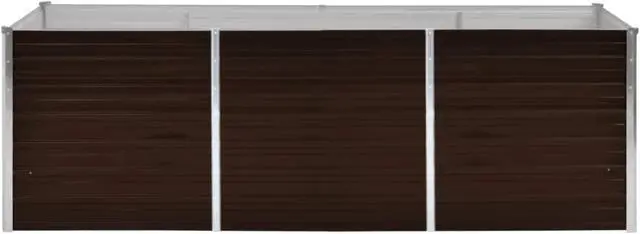 Alt view image 3 of 11 - vidaXL Garden Raised Bed Brown 94.5"x31.5"x30.3" Galvanized Steel