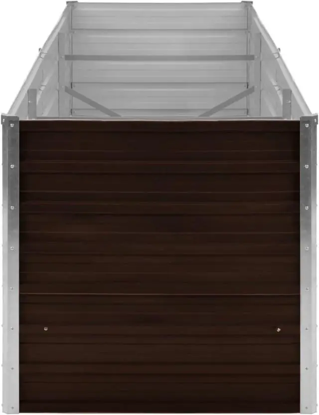 Alt view image 4 of 11 - vidaXL Garden Raised Bed Brown 94.5"x31.5"x30.3" Galvanized Steel