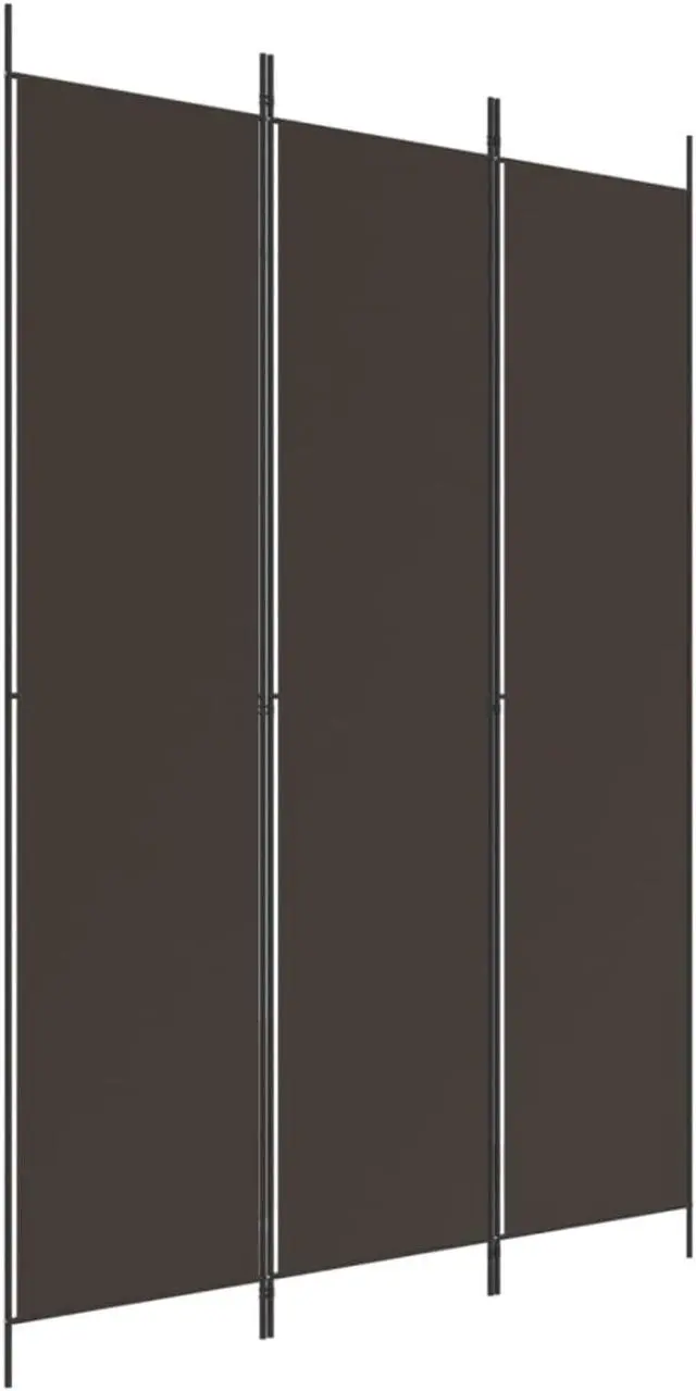 Alt view image 2 of 10 - vidaXL 3-Panel Room Divider Brown 59.1"x86.6" Fabric