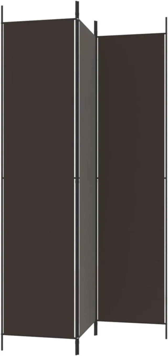 Alt view image 4 of 10 - vidaXL 3-Panel Room Divider Brown 59.1"x86.6" Fabric