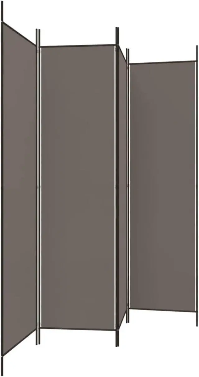Alt view image 4 of 10 - vidaXL 4-Panel Room Divider Anthracite 78.7"x86.6" Fabric