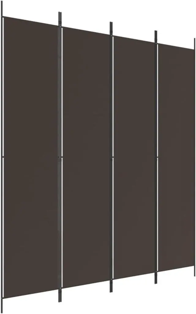 Alt view image 2 of 11 - vidaXL 4-Panel Room Divider Brown 78.7"x86.6" Fabric