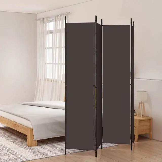 Main image of vidaXL 4-Panel Room Divider Brown 78.7"x86.6" Fabric