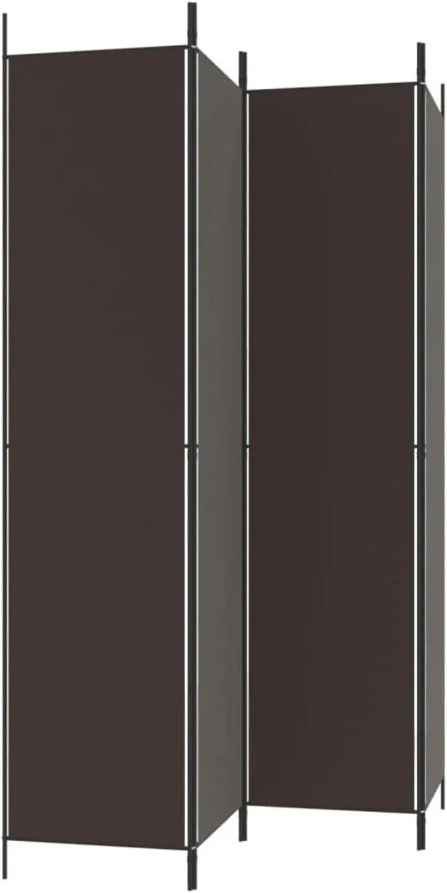 Alt view image 4 of 11 - vidaXL 4-Panel Room Divider Brown 78.7"x86.6" Fabric