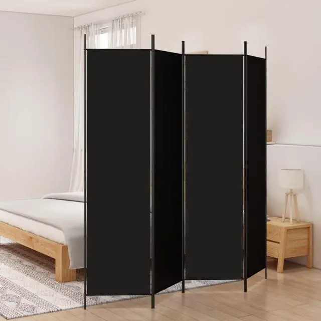 Main image of vidaXL 4 Panel Room Divider Folding Privacy Screen Room Partition Black Fabric