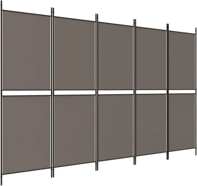 Alt view image 2 of 10 - vidaXL 5 Panel Room Divider Folding Partition Privacy Screen Anthracite Fabric