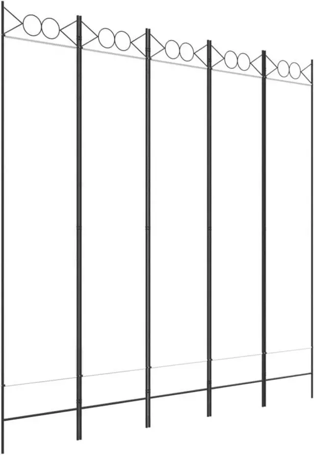 Alt view image 2 of 10 - vidaXL 5 Panel Room Divider Privacy Screen for Room Separation White Fabric