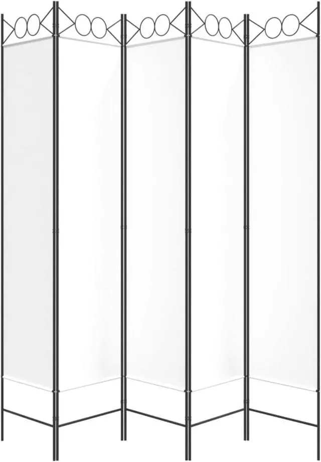 Alt view image 4 of 10 - vidaXL 5 Panel Room Divider Privacy Screen for Room Separation White Fabric