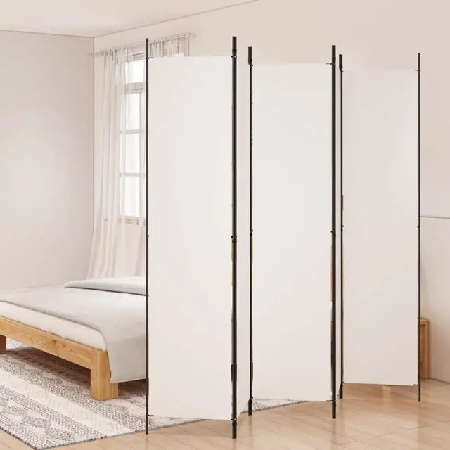 Main image of vidaXL 5-Panel Room Divider White 98.4"x86.6" Fabric