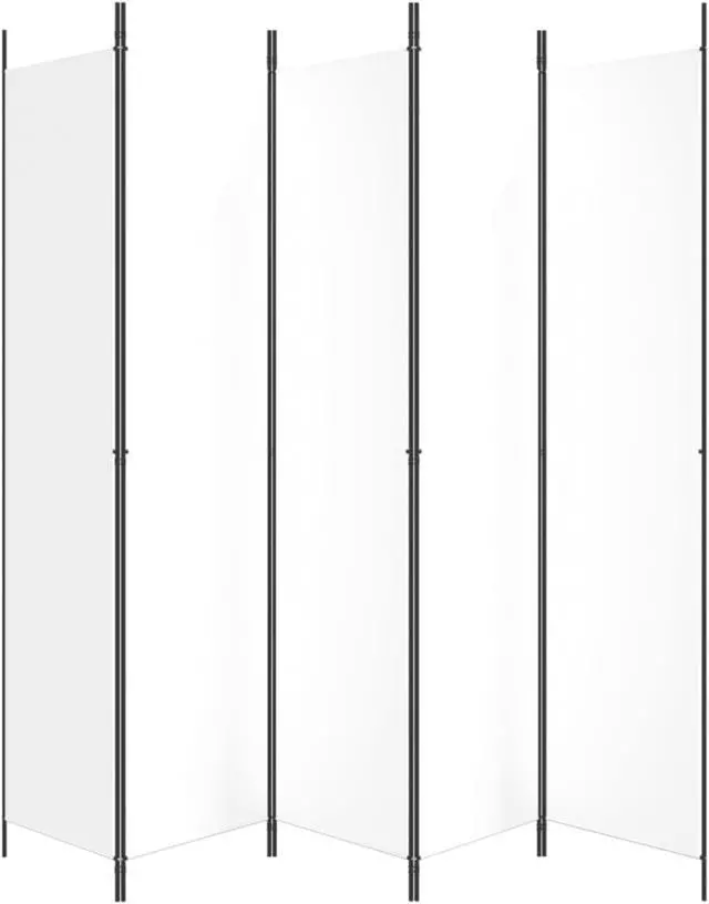Alt view image 4 of 10 - vidaXL 5-Panel Room Divider White 98.4"x86.6" Fabric