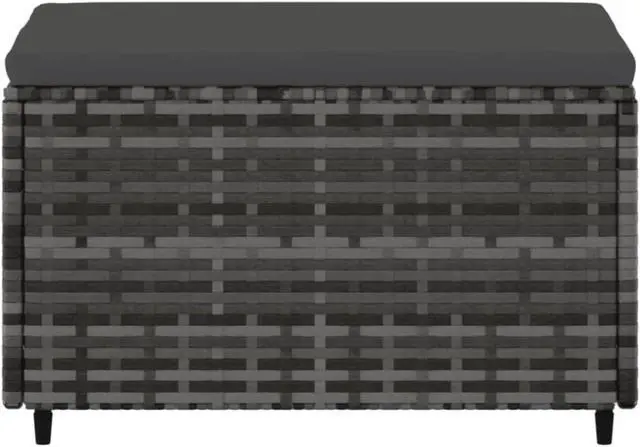Alt view image 4 of 11 - vidaXL Patio Footrest with Cushion Gray Poly Rattan