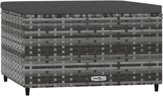 Alt view image 2 of 11 - vidaXL Patio Footrest with Cushion Gray Poly Rattan